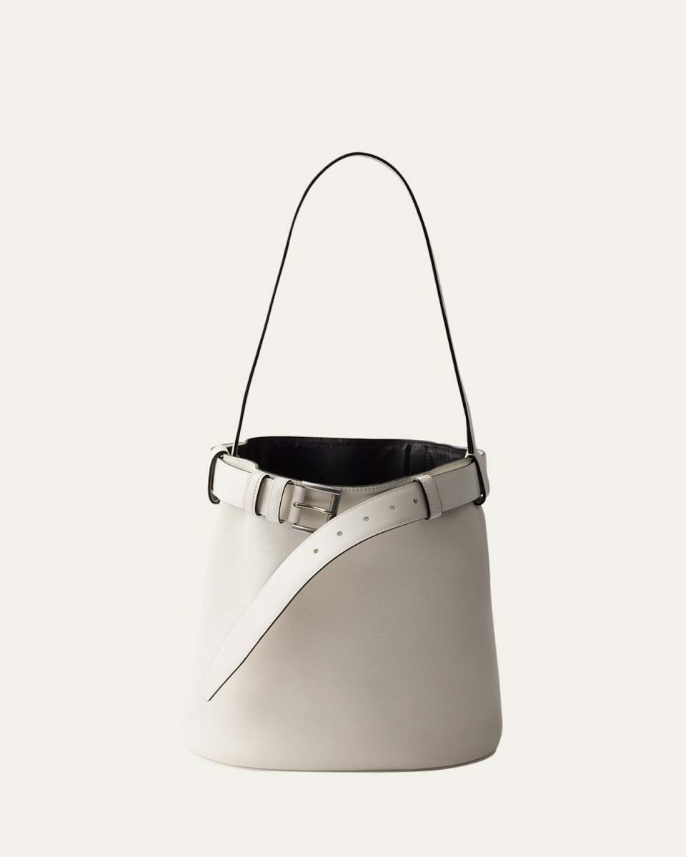 Buckle Leather Bucket Bag